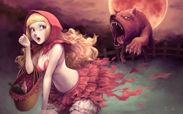 Fantasy red riding hood Wallpaper