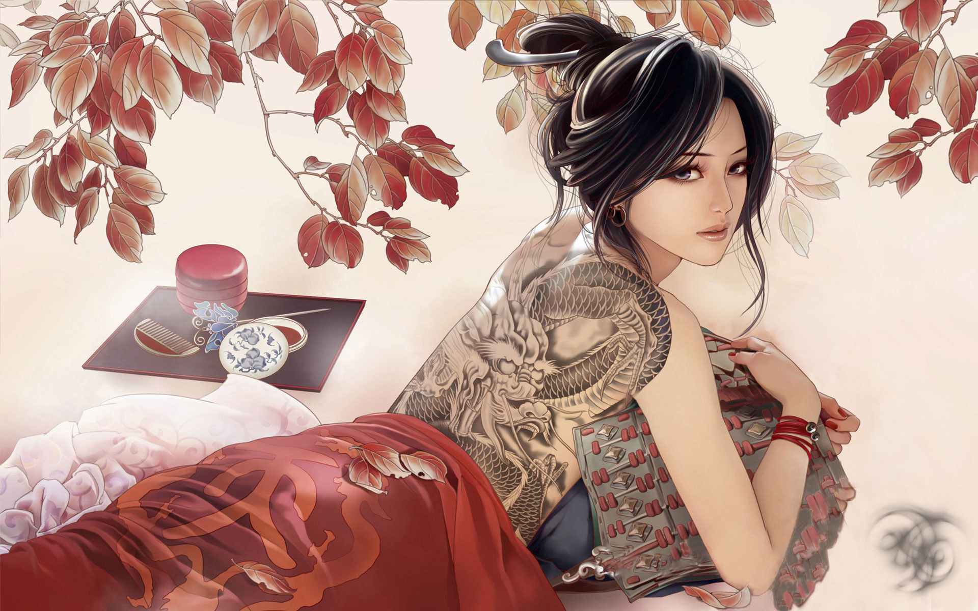 Fantasy - Tattoo Chinese Dragon Tea Wallpaper