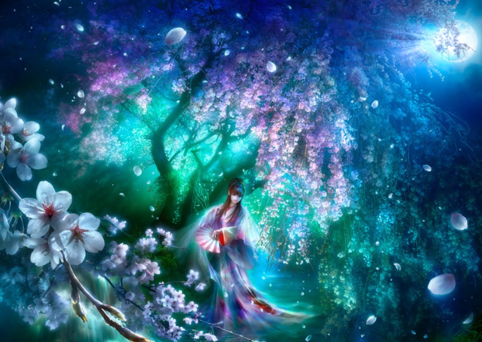 Fantasy - Oriental  Moonlight Flower Wallpaper