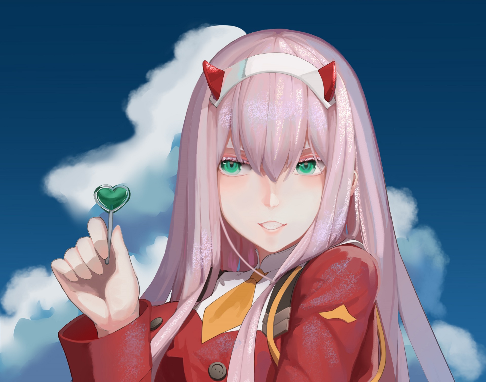 Download Green Eyes Pink Hair Zero Two (Darling In The FranXX) Anime ...