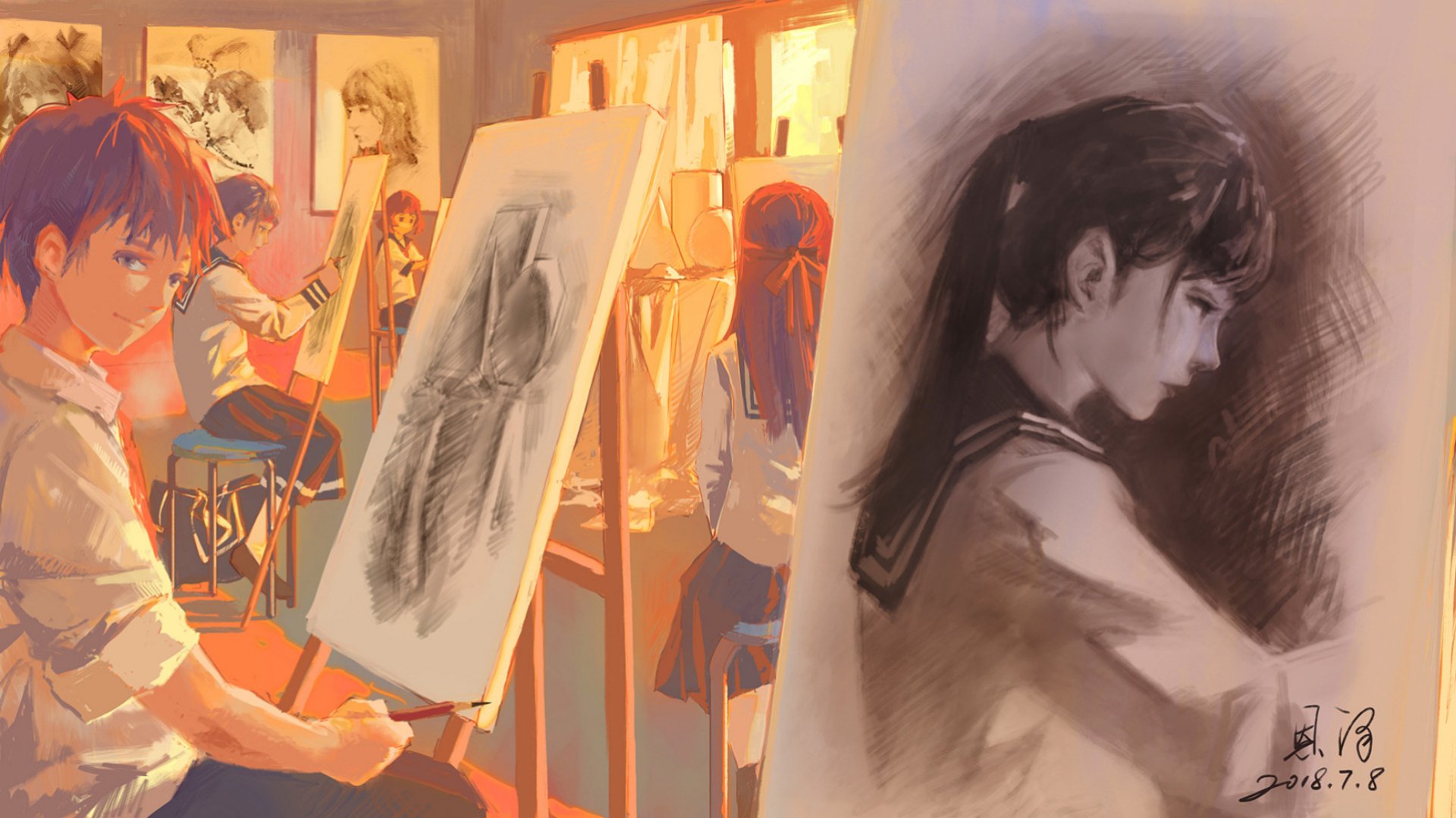 Download Anime Original HD Wallpaper by 小半みるく