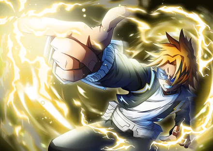 Denki Kaminari from My Hero Academia unleashes an electrifying attack in this HD desktop wallpaper and background.
