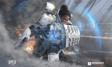 4K Ultra HD PC desktop wallpaper featuring Gibraltar from the video game Apex Legends, showcasing his defensive shield in an action-packed scene.