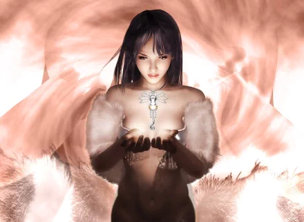 HD PC desktop wallpaper featuring a character from the video game Project A3, showcasing a mystical female figure with flowing hair and glowing elements.