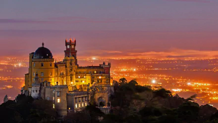 Portugal night palace man made Pena Palace HD Desktop Wallpaper | Background Image