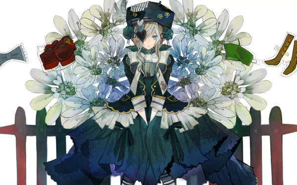 bow (Clothing) blonde blue eyes flower Anime Original HD Desktop Wallpaper | Background Image