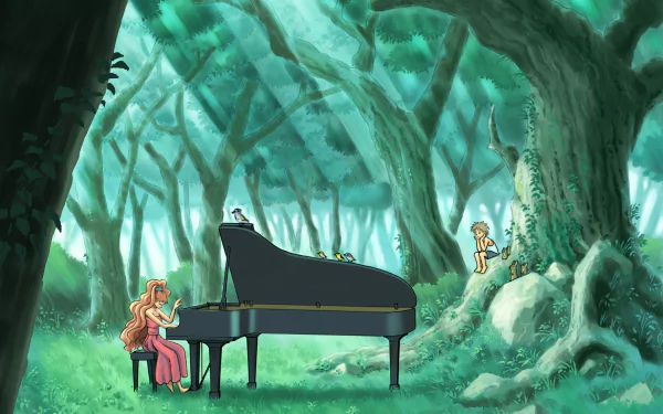 Anime Forest of Piano HD Desktop Wallpaper | Background Image
