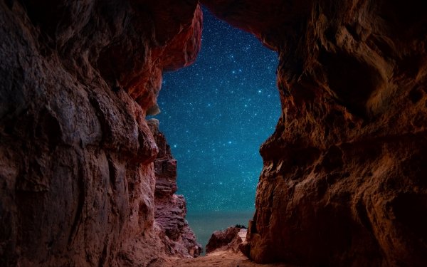 Earth Cave Caves Night Sky Starry Sky Stars HD Wallpaper | Background Image