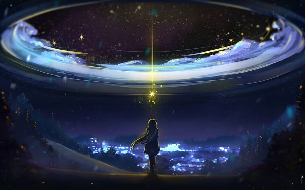 Anime Original Magisch Nacht HD Wallpaper | Hintergrund