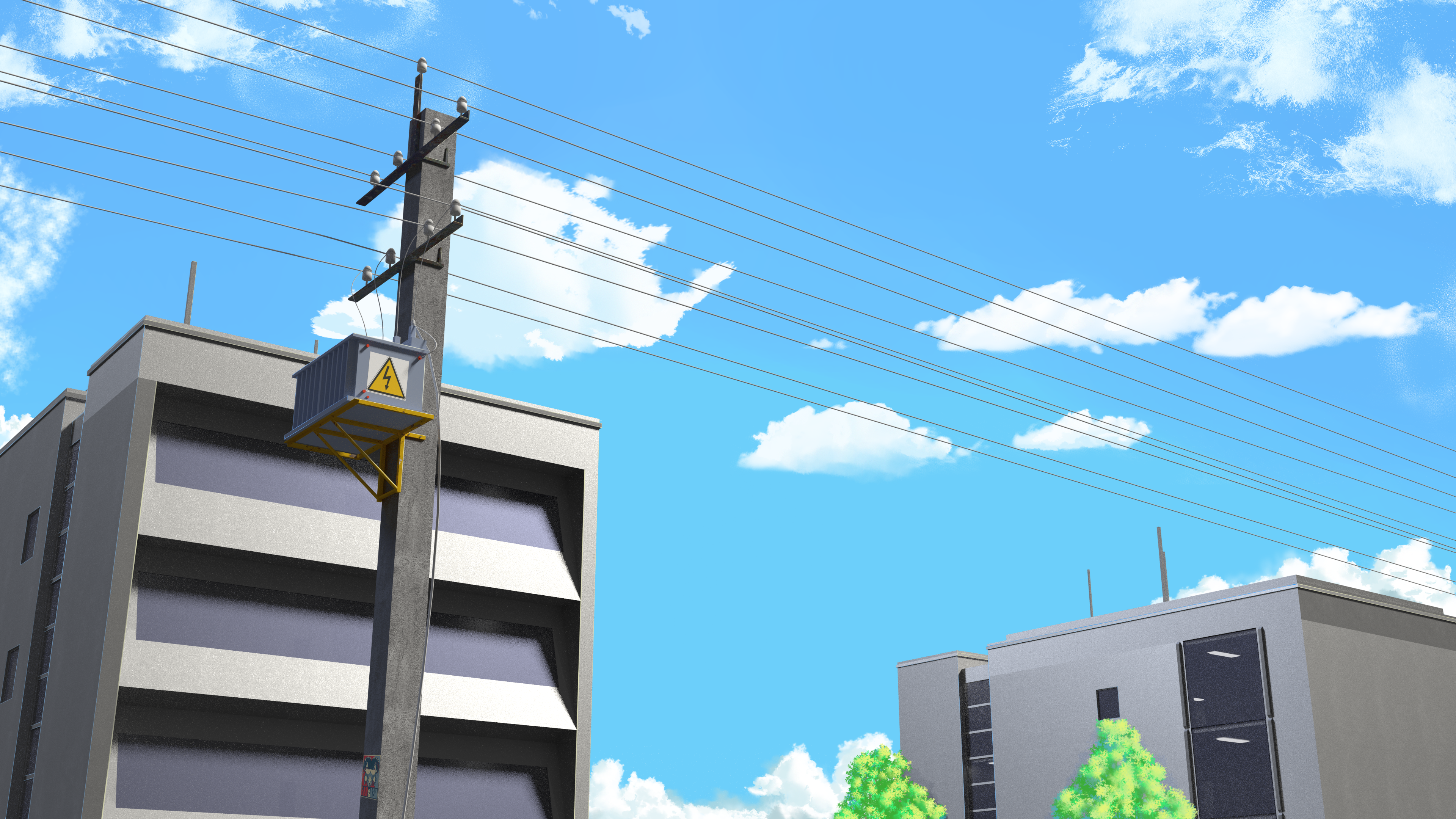 school building background anime