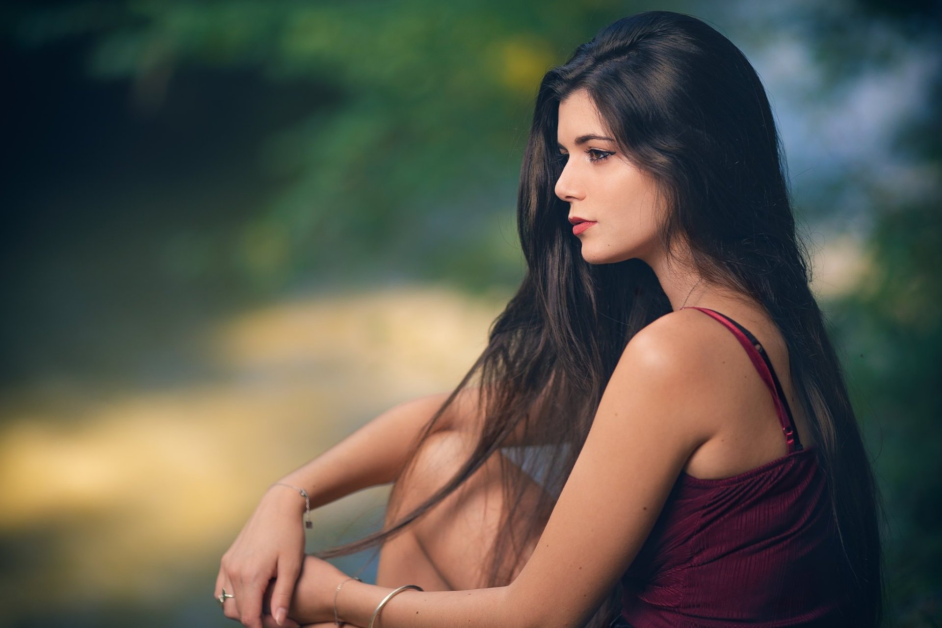 Download Depth Of Field Lipstick Long Hair Black Hair Woman Model HD ...