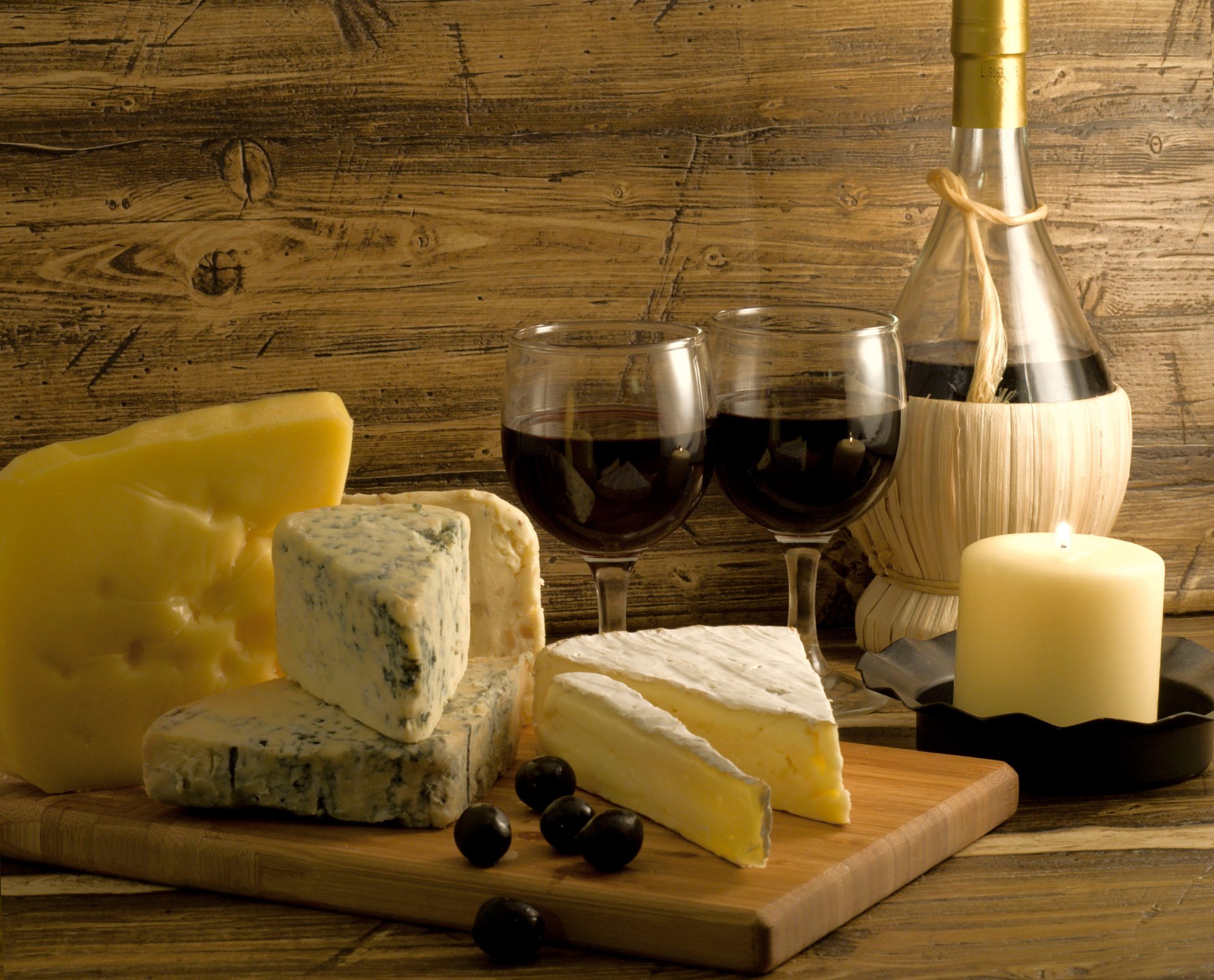 Download Candle Cheese Olive Wine Food Still Life HD Wallpaper