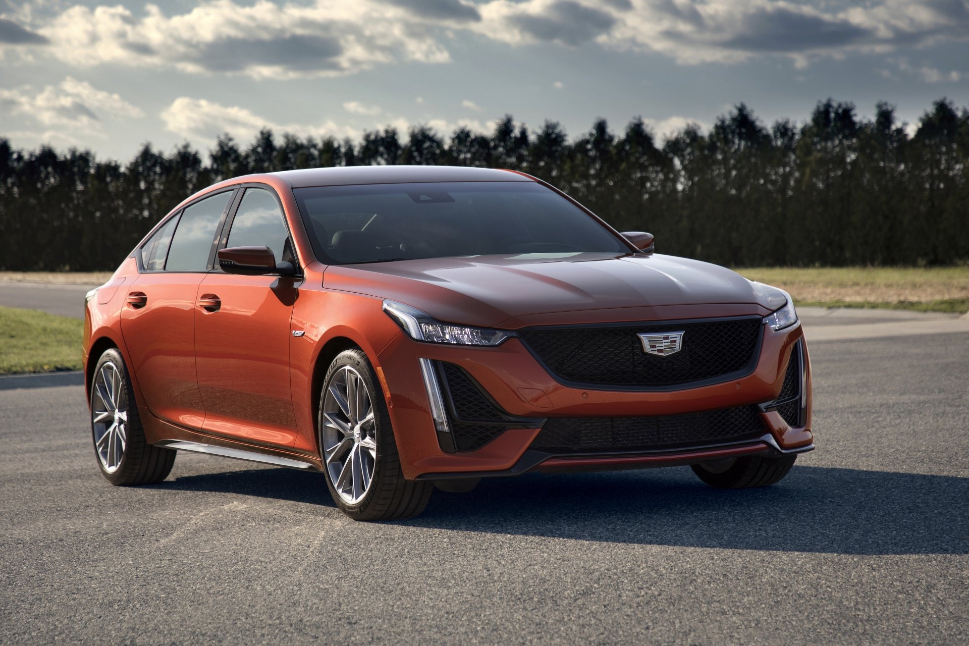 Download Orange Car Car Cadillac Vehicle Cadillac CT5 4k Ultra HD Wallpaper