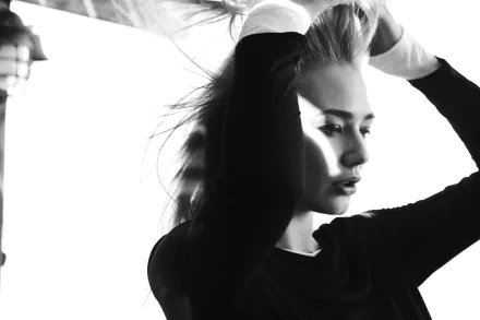 Black & White Russian actress woman Oksana Akinshina HD Desktop Wallpaper | Background Image