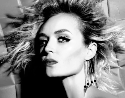 earrings Black & White face Russian singer music Polina Gagarina HD Desktop Wallpaper | Background Image