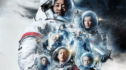 Jin Mai Jaho Wu Jing Haoyu Yang Chuxiao Qu Man-tat Ng astronaut movie The Wandering Earth HD Desktop Wallpaper | Background Image