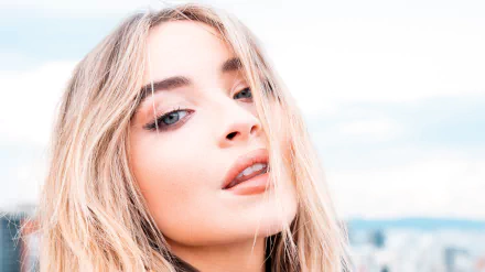 blue eyes singer blonde face American music Sabrina Carpenter HD Desktop Wallpaper | Background Image