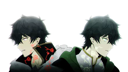 Anime-style 4K Ultra HD wallpaper featuring Naofumi Iwatani from The Rising of the Shield Hero against a white background.