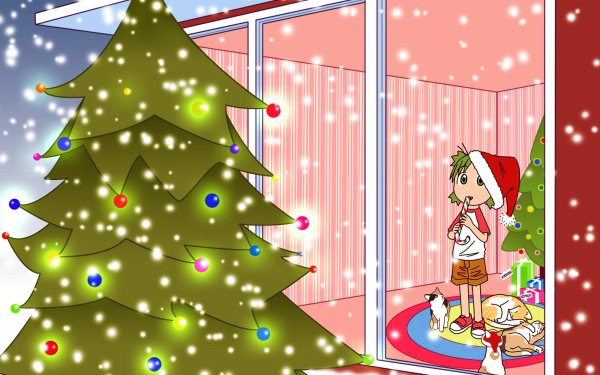 Anime Yotsuba! Christmas Christmas Tree HD Wallpaper | Background Image
