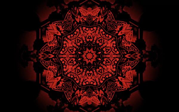A vibrant red mandala with intricate abstract patterns, rendered in 4K Ultra HD for a striking PC desktop wallpaper and background.