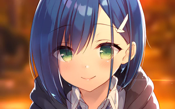 HD wallpaper featuring Ichigo from the anime Darling in the FranXX, showcasing a close-up of her smiling with a serene background.