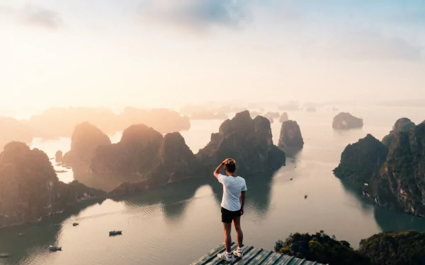 cliff man alone HD Desktop Wallpaper | Background Image