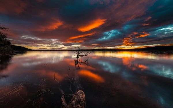 Earth Reflection Sunset Lake Nature Cloud HD Wallpaper | Background Image