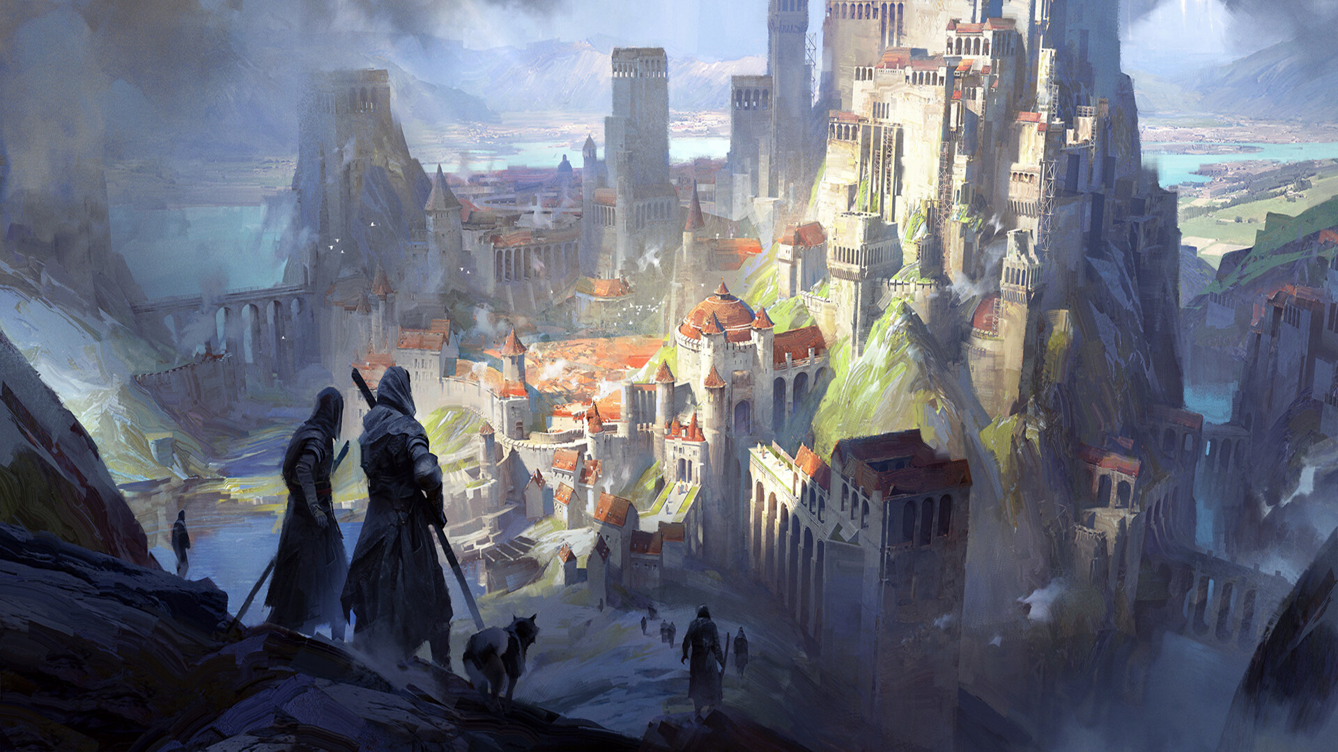 Download Dog Fantasy City HD Wallpaper by Ivan Laliashvili