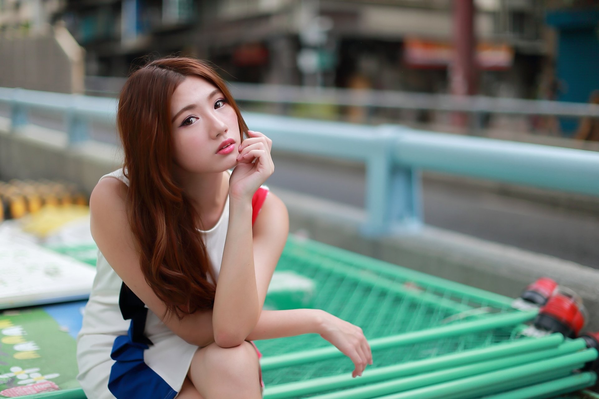 Download Long Hair Depth Of Field Redhead Model Woman Asian HD Wallpaper