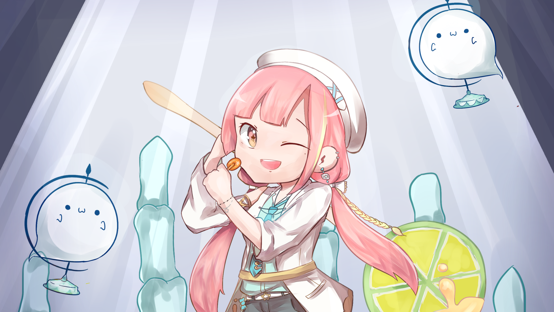 Download Pink Eyes Pink Hair Anime Original HD Wallpaper