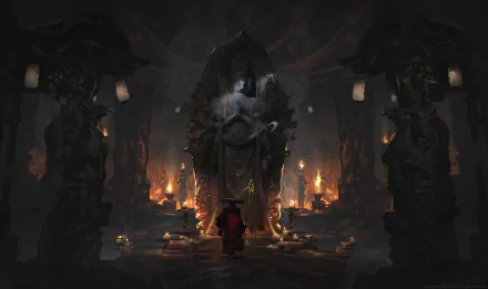 monk deity statue fantasy temple HD Desktop Wallpaper | Background Image