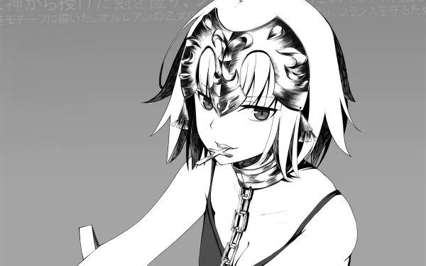 chain cross short hair sketch Black & White monochrome Avenger (Fate/Grand Order) Jeanne d'Arc Alter Anime Fate/Grand Order Black And White Anime HD Desktop Wallpaper | Background Image
