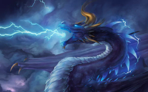 fantasy dragon Blue Dragon lightning dragon HD Desktop Wallpaper | Background Image