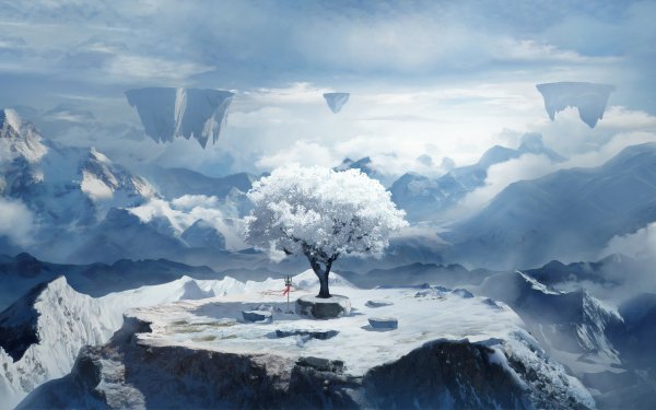 Artistic Tree Landscape Mountain HD Wallpaper | Background Image