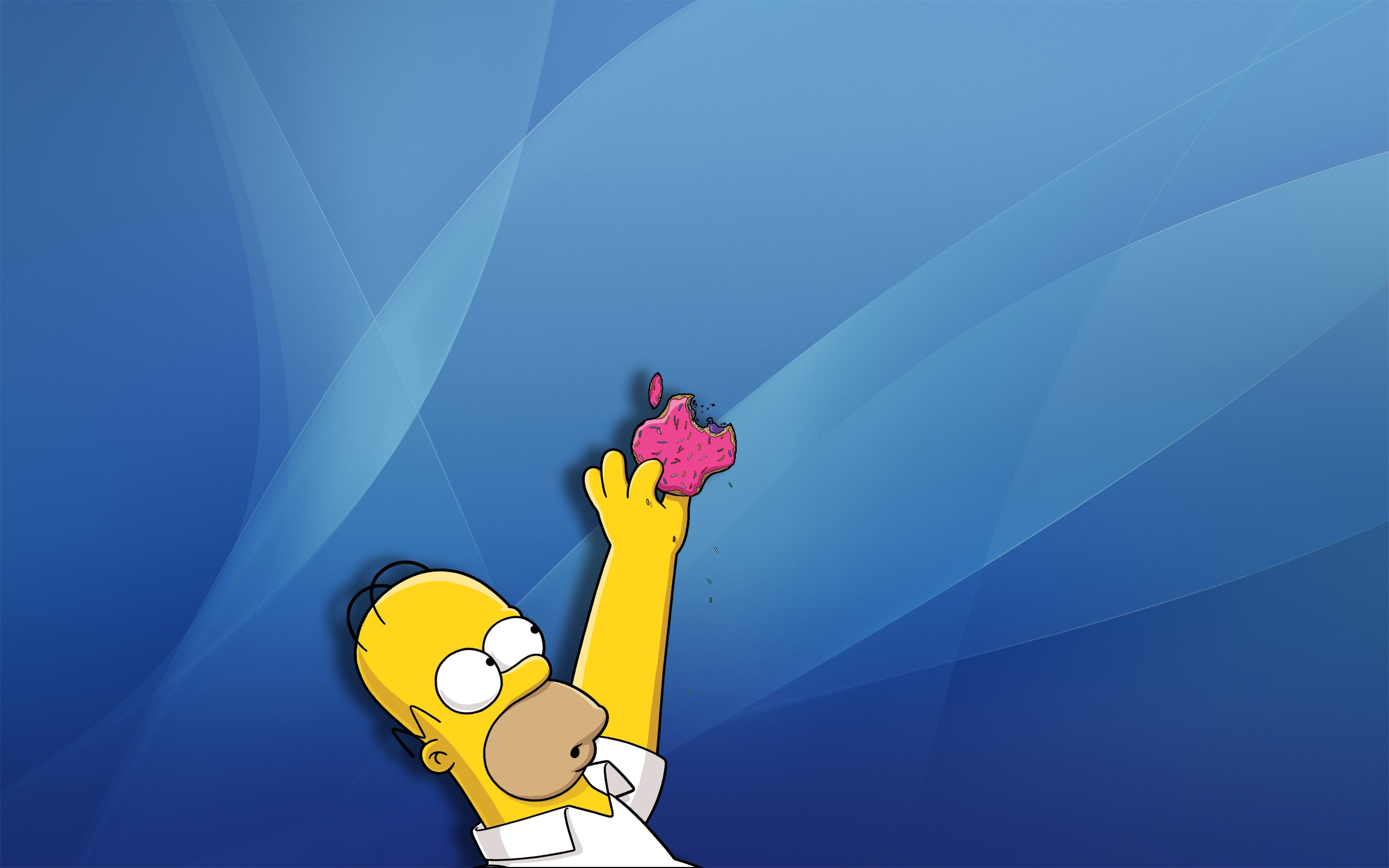 Homer Simpson holding an Apple logo doughnut - a playful reference to Apple Inc.