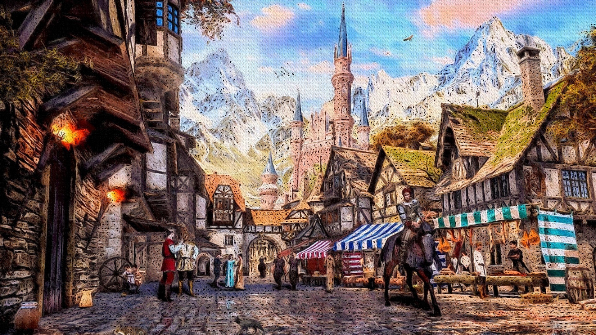 Outdoor Market in Mountain Town
