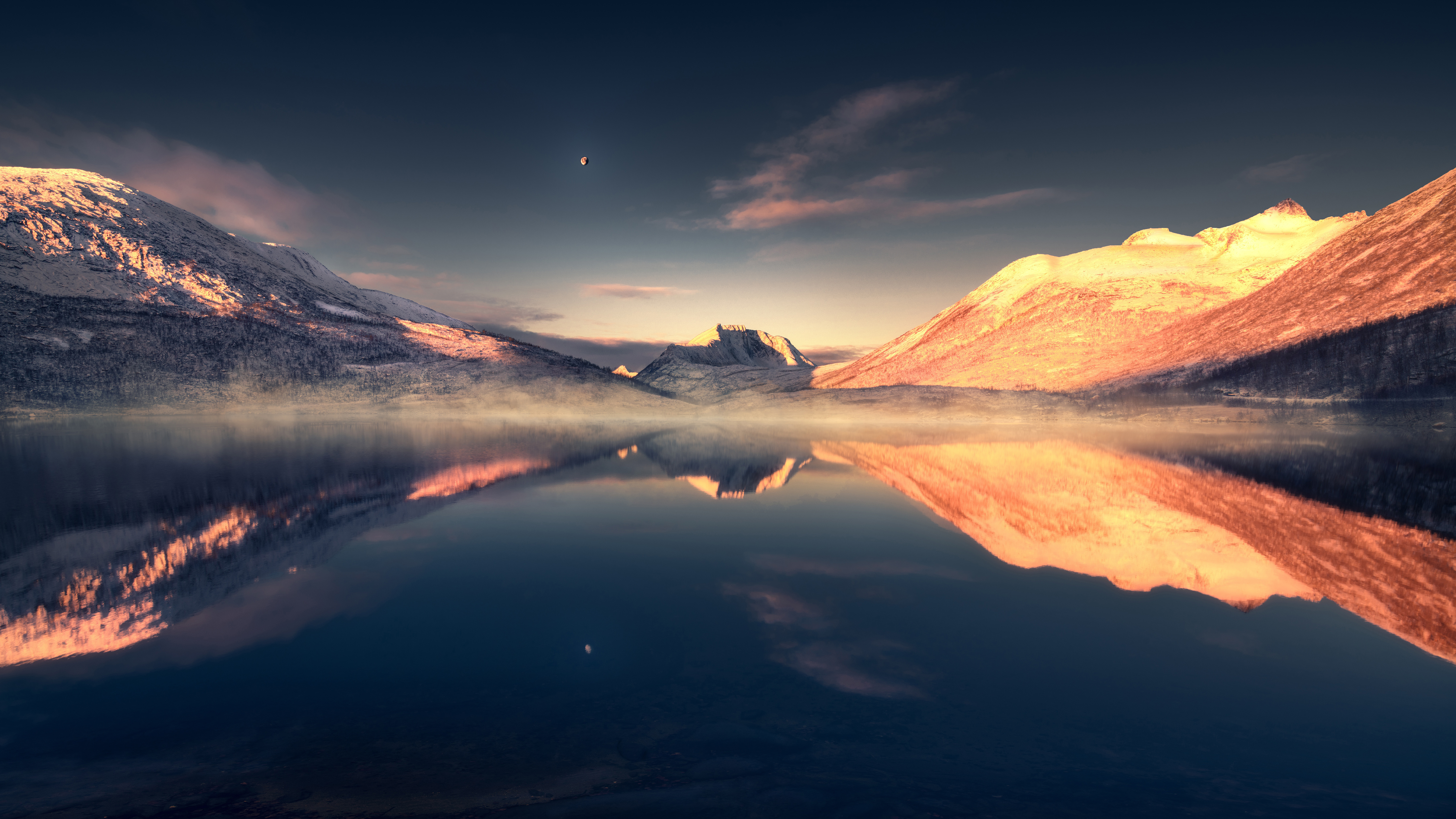 7680x4320 Sunset Clouds Reflection In Lake 8k 8K ,HD 4k Wallpapers