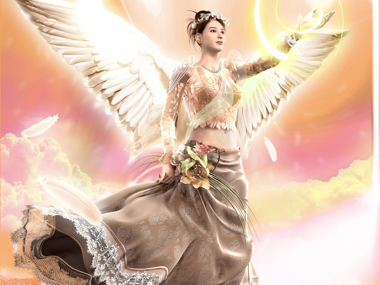 Fantasy art of a fairy in a beautiful dress named 'A Fairy to Protect'.
