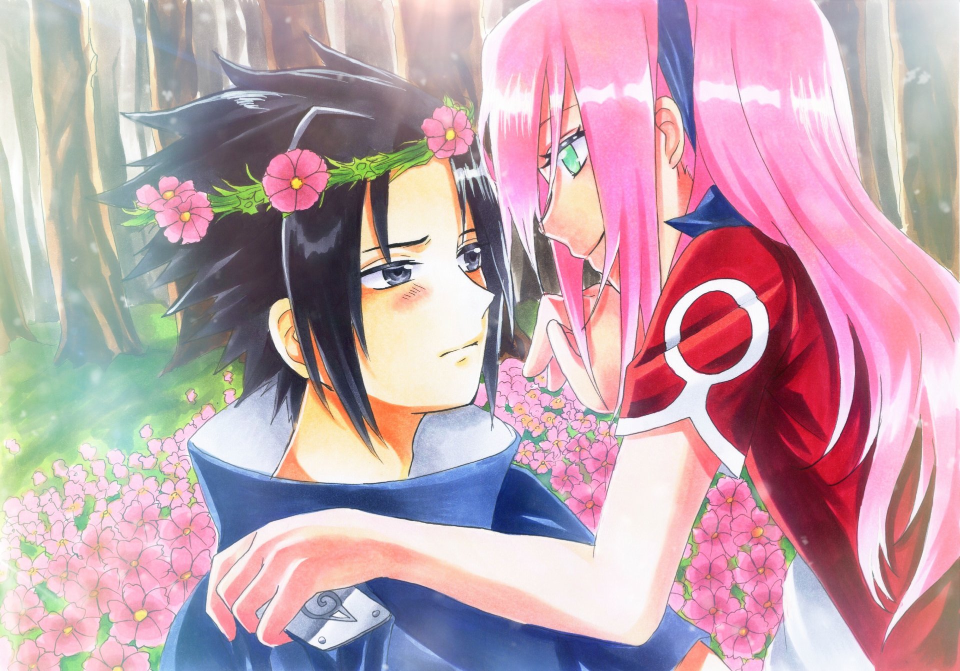 Download Sakura Haruno Sasuke Uchiha Anime Naruto HD Wallpaper by 茄子也