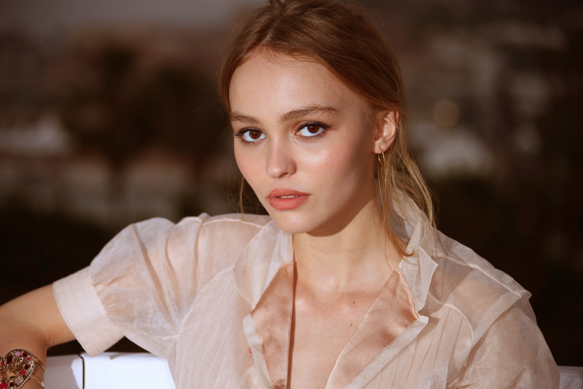 Download French Brown Eyes Blonde Actress Model Celebrity Lily-Rose Depp HD Wallpaper