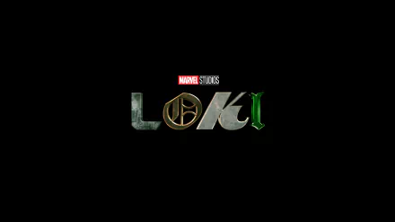 5K Ultra HD PC desktop wallpaper — black background with the Marvel Studios label above the stylized LOKI TV show logo centered.