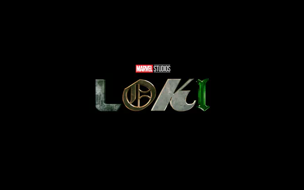 5K Ultra HD PC desktop wallpaper — black background with the Marvel Studios label above the stylized LOKI TV show logo centered.