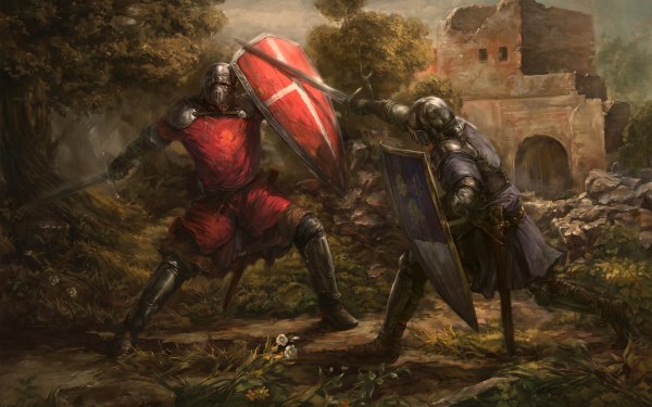 Fantasy Knight Sword Armor Shield Fight HD Wallpaper | Background Image