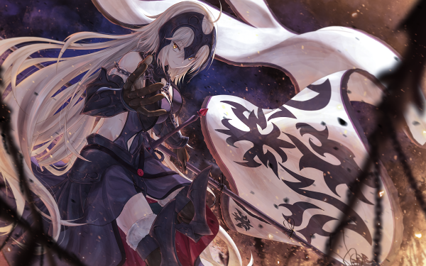 Anime Fate/Grand Order Fate Series Jeanne d'Arc Alter Banner Avenger Sword Long Hair Blonde Yellow Eyes HD Wallpaper | Background Image