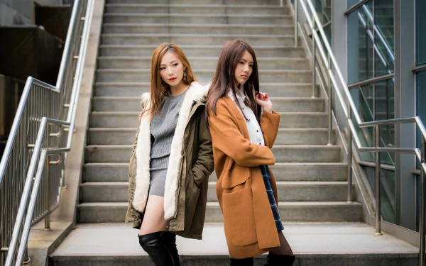 brunette coat model woman asian HD Desktop Wallpaper | Background Image