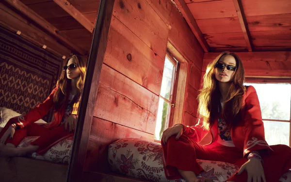 mirror reflection sunglasses American redhead actress Celebrity Madelaine Petsch HD Desktop Wallpaper | Background Image