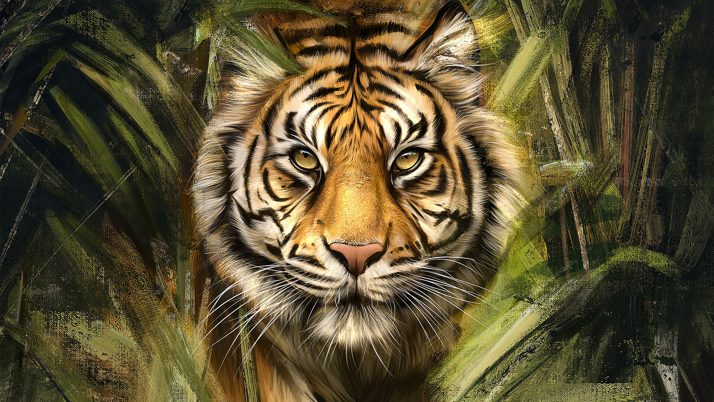 Painting of Tiger's Face by Vincent Chu