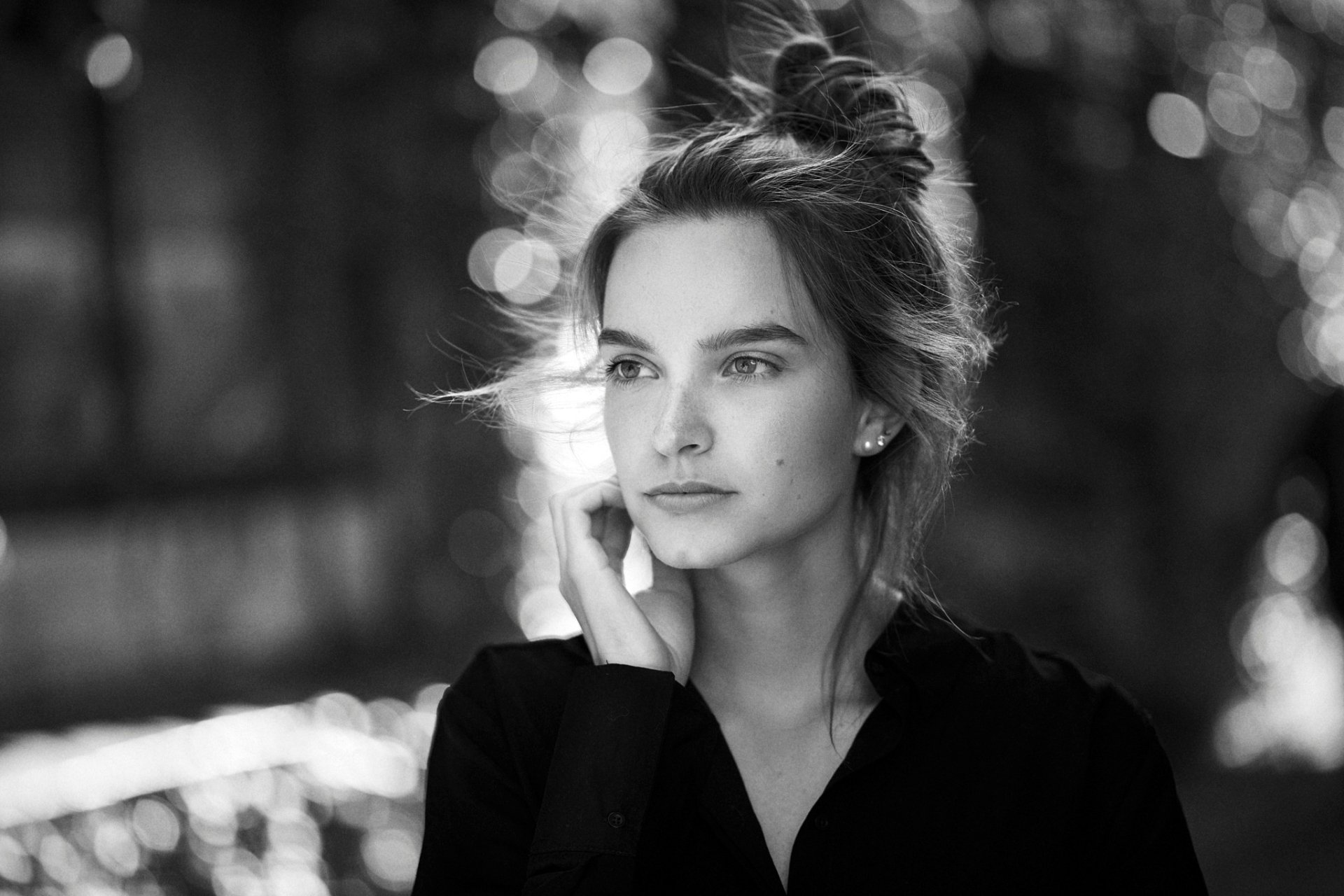 Download Depth Of Field Face Bokeh Black & White Woman Model HD ...