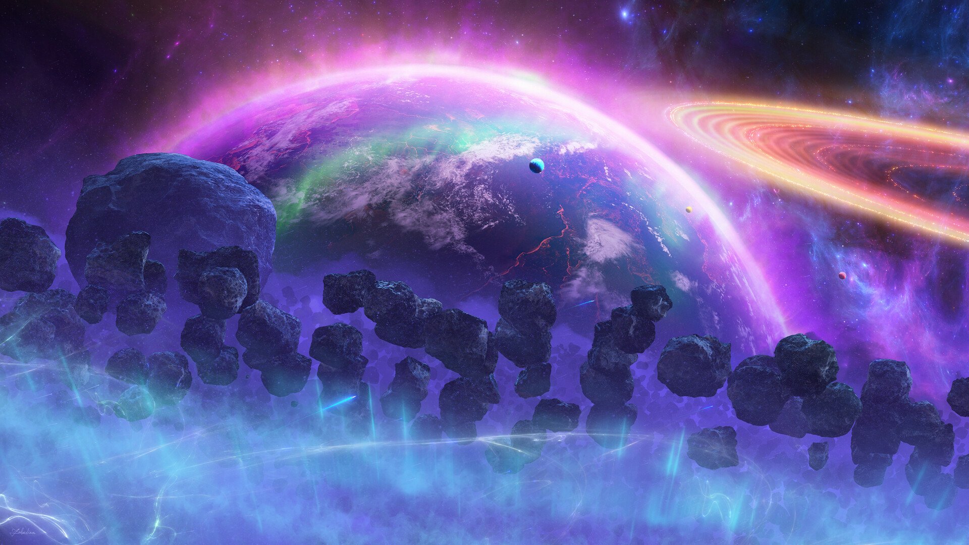 Download Planetary Ring Space Asteroid Sci Fi Planet HD Wallpaper by ...
