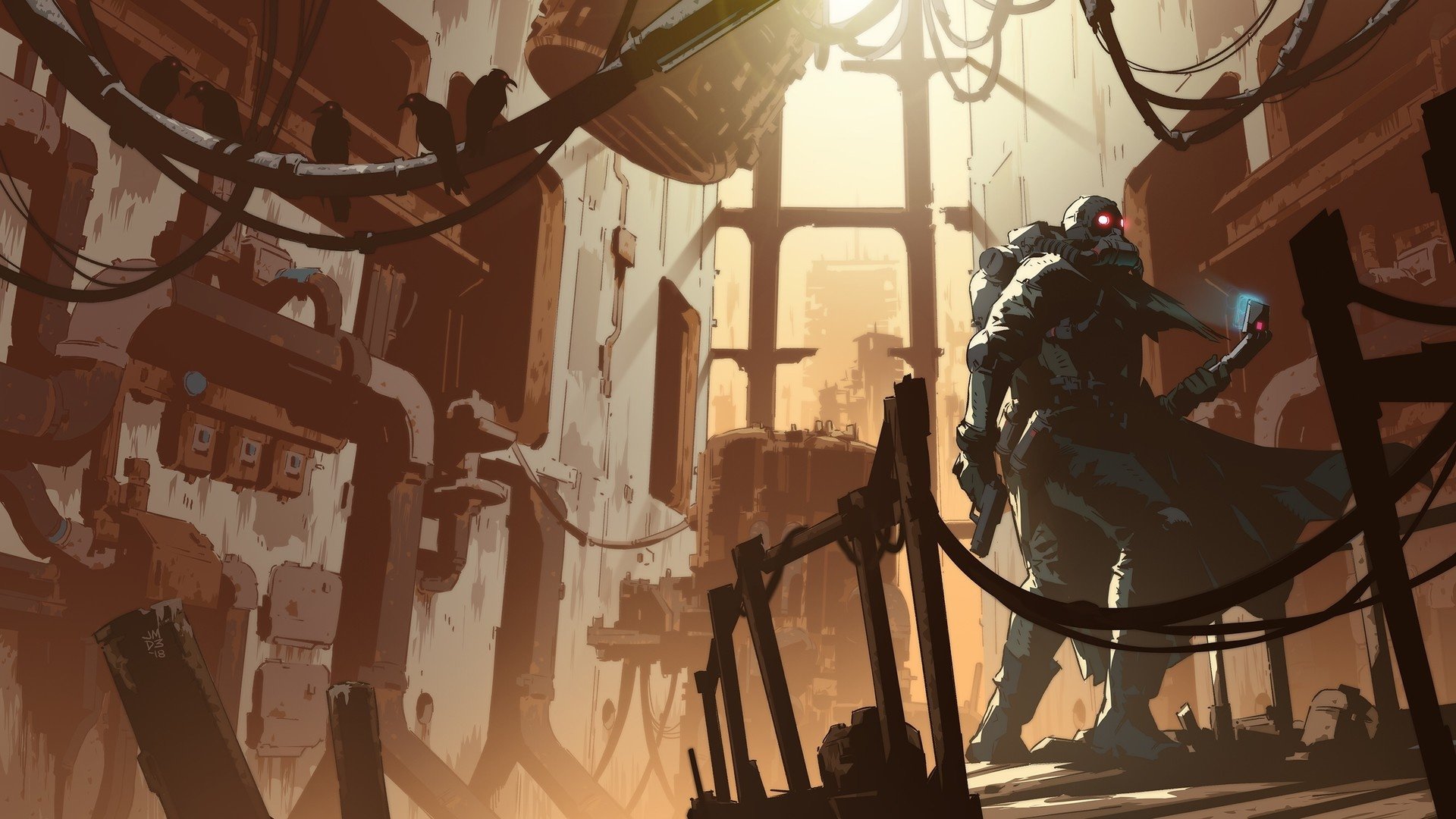 Download Gas Mask Sci Fi Post Apocalyptic HD Wallpaper by James Daly